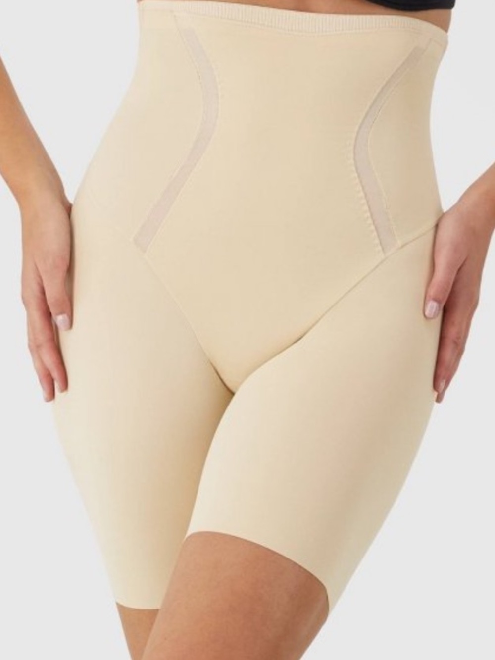 Beige High waist tummy control thigh slimming shape-wear shorts | Size M